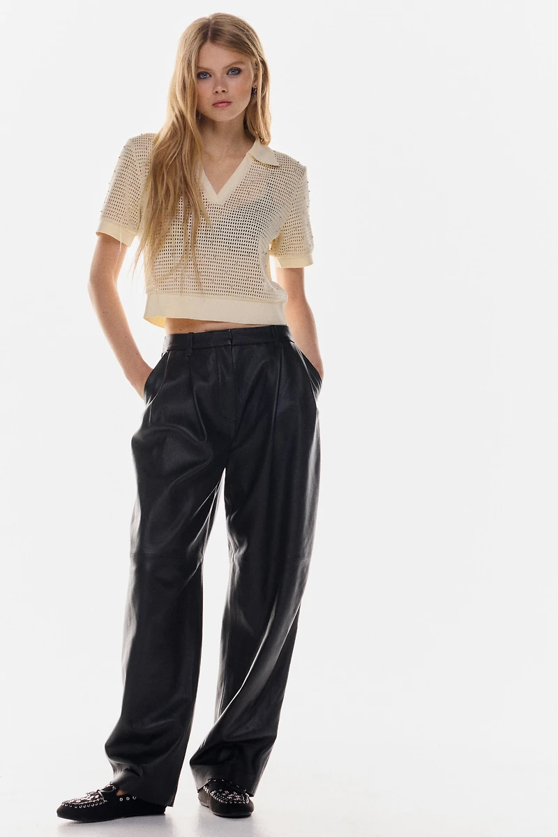 Open-Knit Polo Shirt