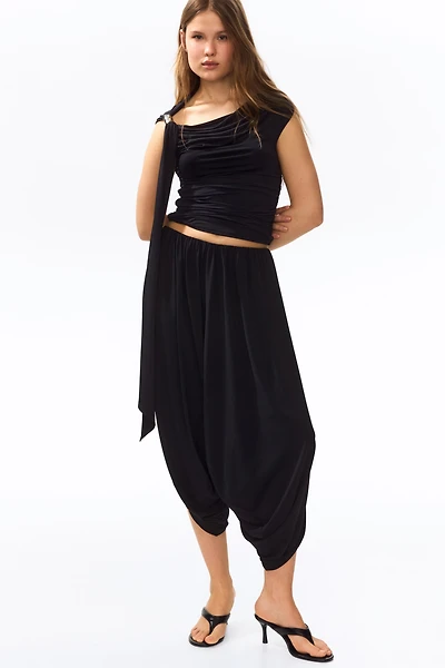 Wrap-Detail Balloon-Leg Pants