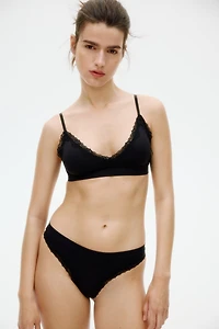2-pack Seamless Lace-trimmed Thong Briefs