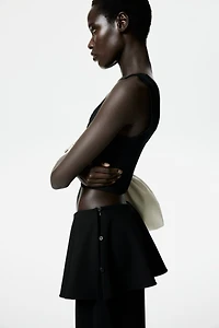 Skirt-Layered Barrel-Leg Pants