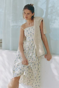 Cotton Dress with Tie-Top Shoulder Straps
