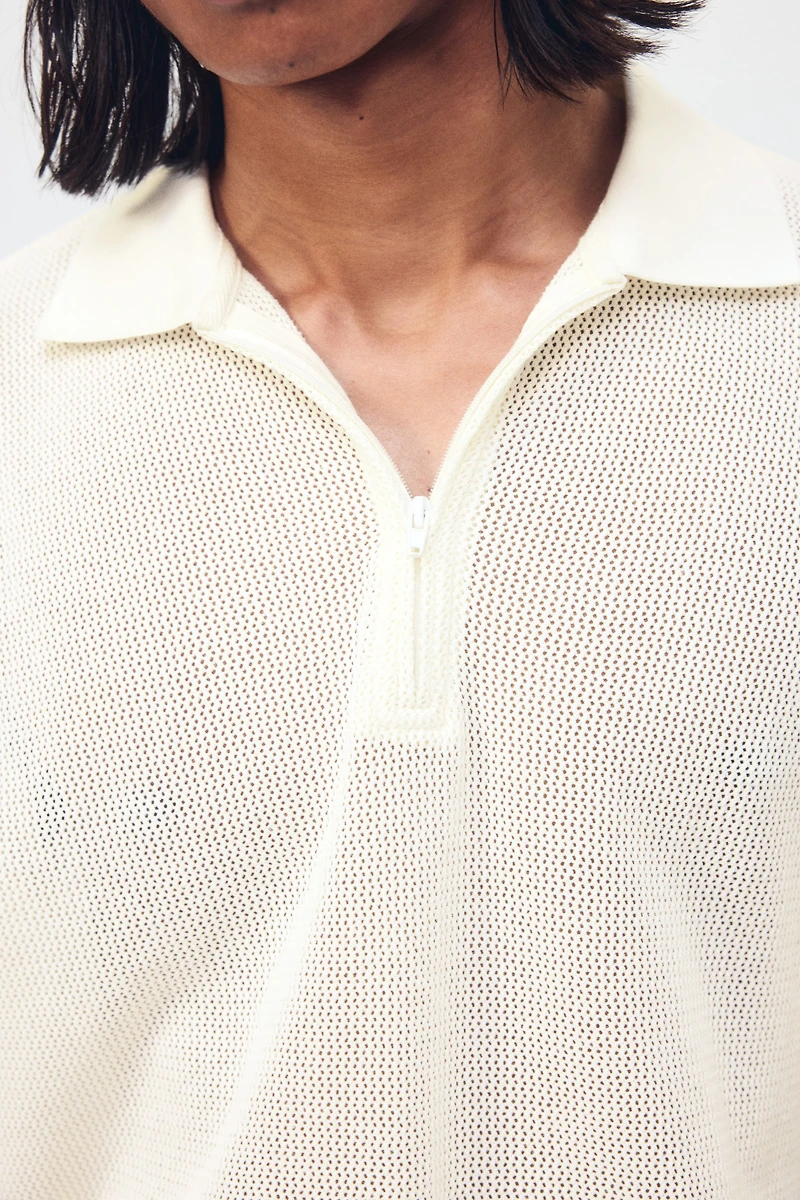 Regular-Fit Open-Knit Polo Shirt