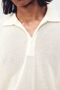 Regular-Fit Open-Knit Polo Shirt