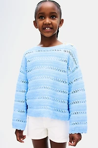 Pointelle-Knit Cotton Sweater