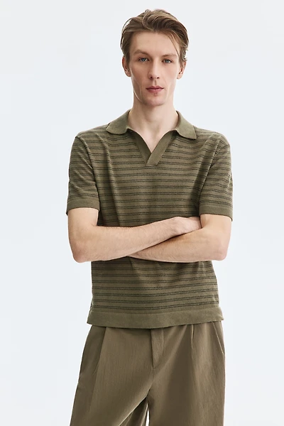 Regular-Fit Linen-Blend Polo Shirt