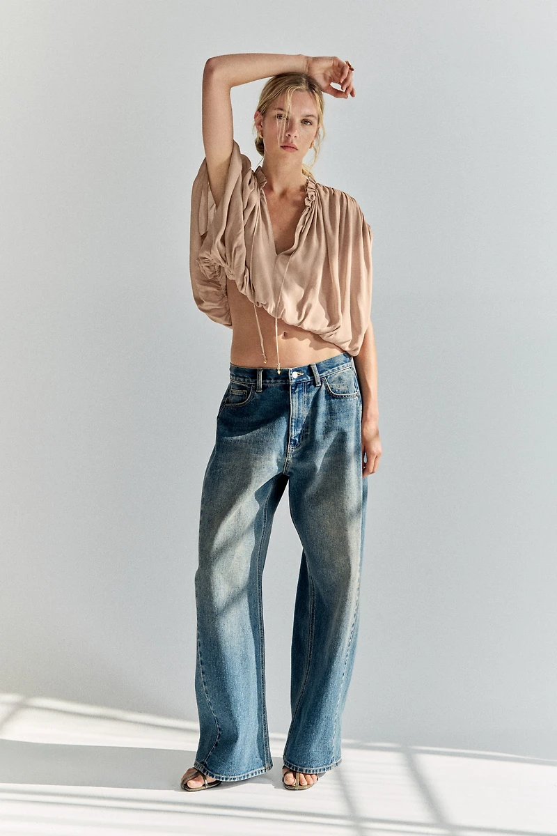 Oversized Bubble-Hem Blouse