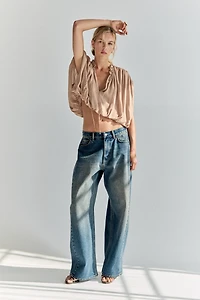 Oversized Bubble-Hem Blouse