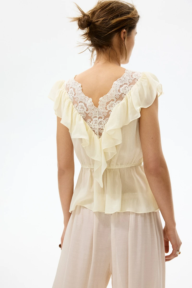 Flounce-Trimmed Lyocell Top