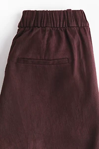 MAMA Linen-Blend Dress Pants