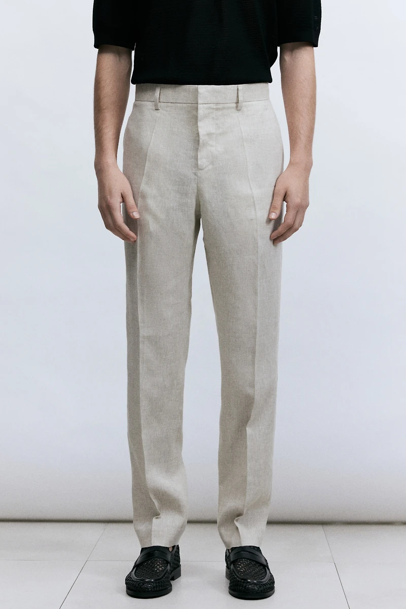 Slim-Fit Linen Suit Pants