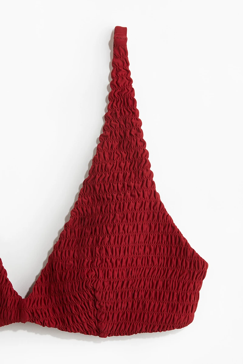 Haut de bikini triangle smocké