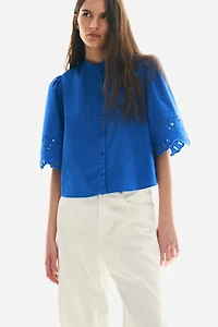 Puff-Sleeved Cotton Blouse