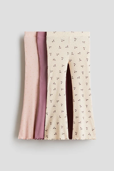 Lot de 3 leggings en coton côtelé