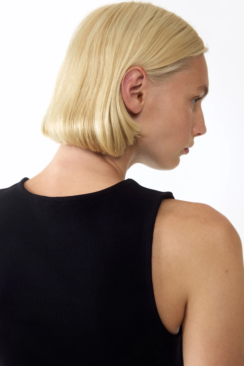 Draped-Detail Ribbed Top