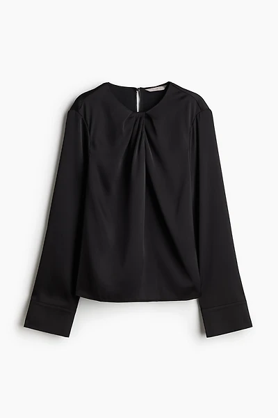 Pleat-Detail Satin Blouse