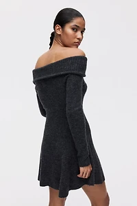 Rib-Knit Off-the-Shoulder Dress