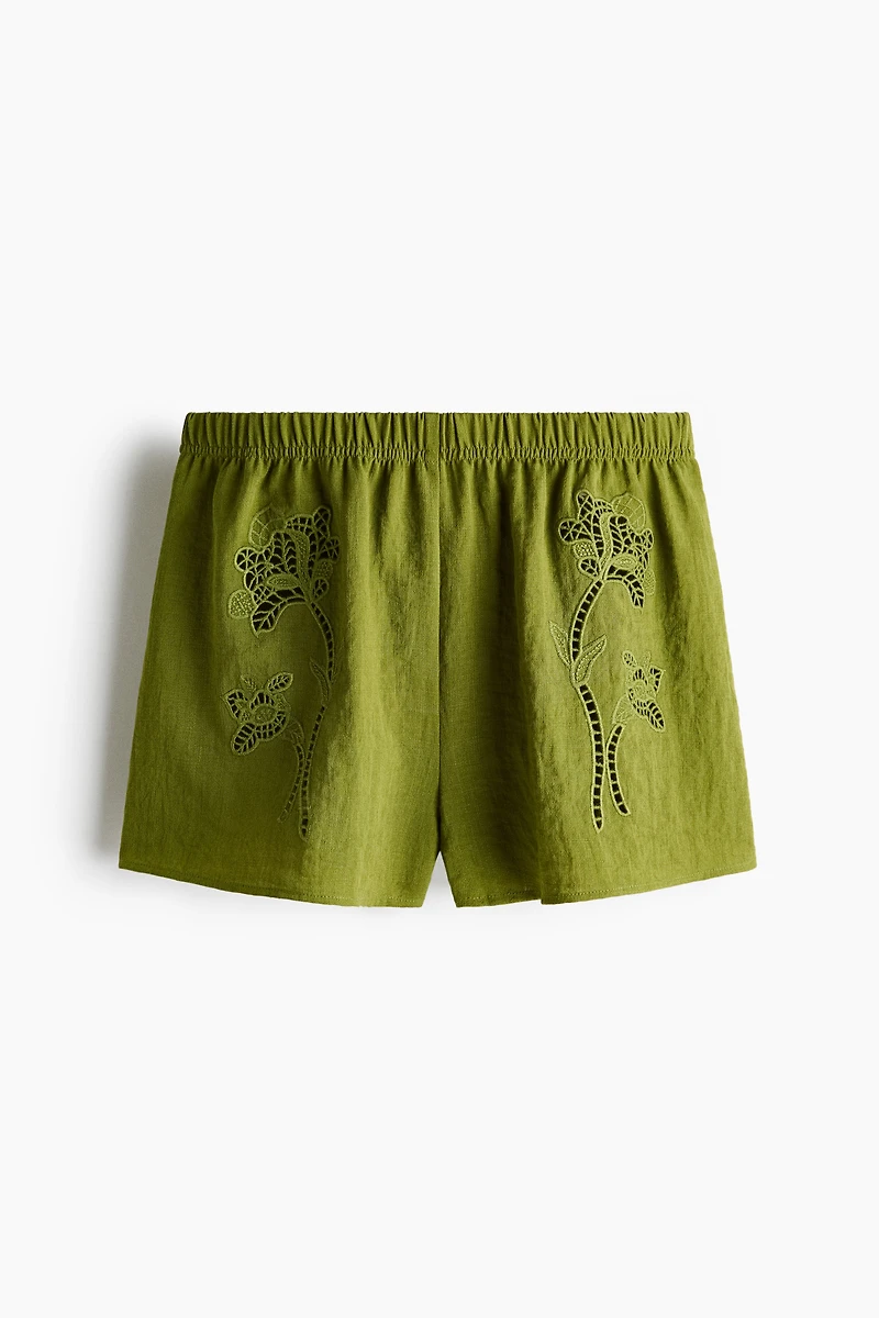 Shorts with Eyelet Embroidery