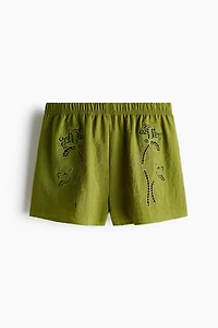 Shorts with Eyelet Embroidery