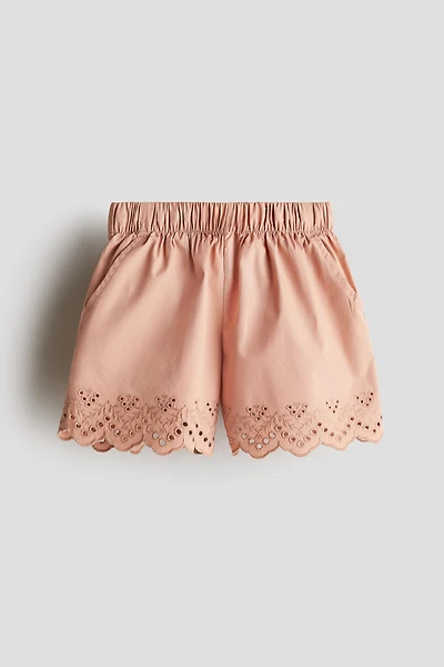 Short en coton avec broderie anglaise