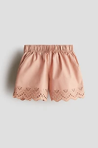 Cotton Shorts with Eyelet Embroidery