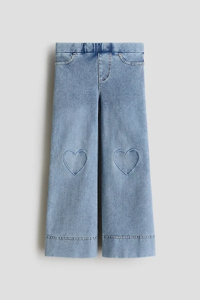 Denim-Look Wide-Leg Jeggings