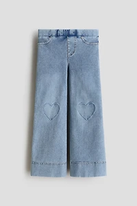 Denim-Look Wide-Leg Jeggings
