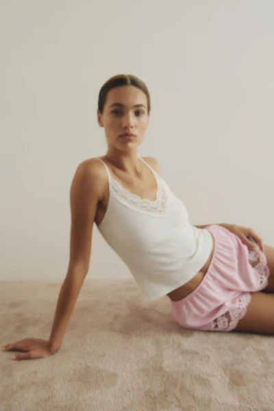 Lace-Trimmed Pajama Shorts