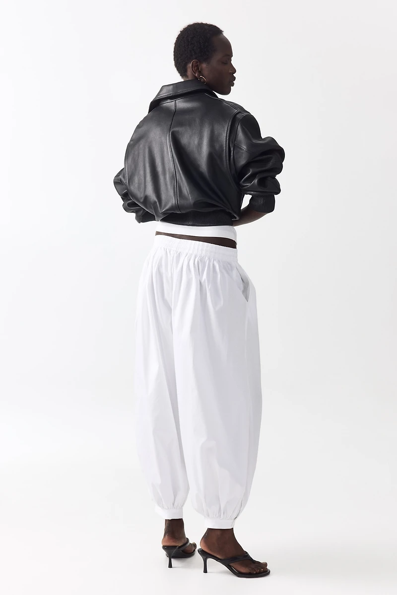 Cotton Balloon-Leg Pants