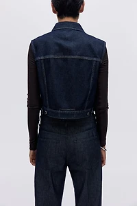 Cropped Denim Vest