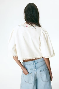 Cropped Embroidered Blouse
