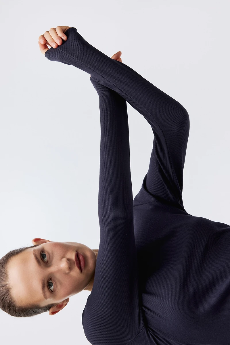 Ribbed Boat-Neck Top