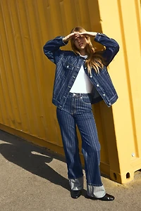 Wide Ultra High Foldover Cuff Jeans