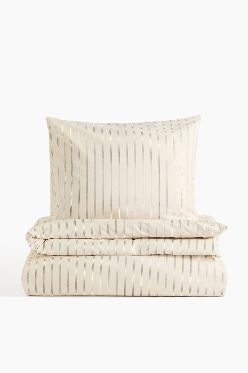 Ensemble de couette lit simple à motif rayé