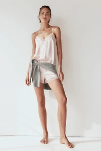 Lace-trimmed Satin Pajamas