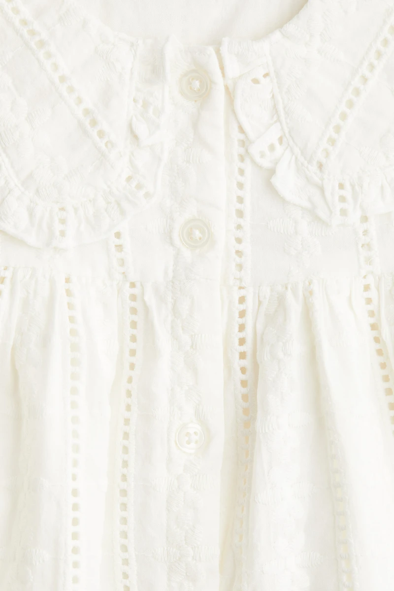 Embroidered-Detail Cotton Dress