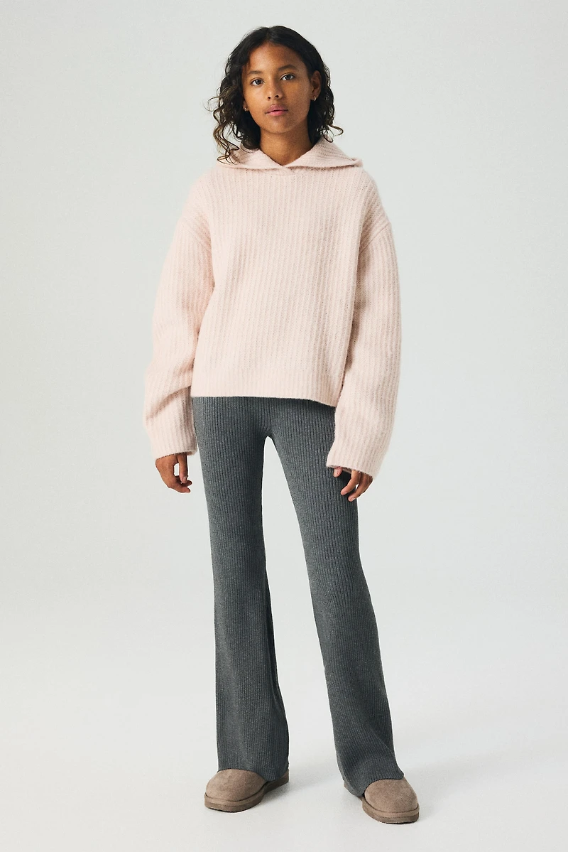 Flared Rib-Knit Pants