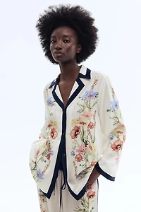 Chemise imprimée en lyocell à col cubain