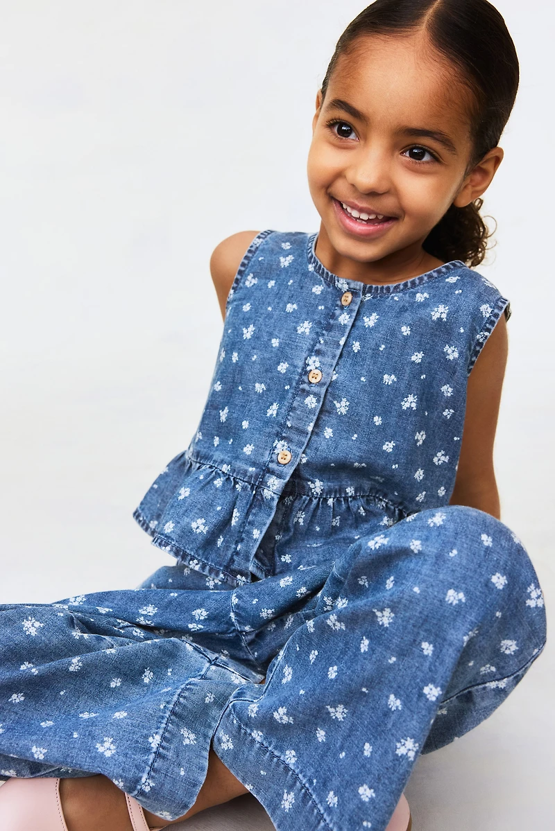 Ensemble 2 pièces en denim imprimé