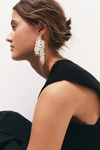 Flower-Detail Cluster Earrings