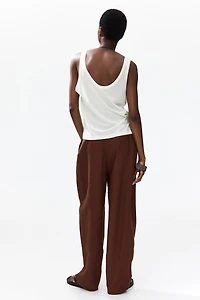 Linen-Blend Barrel-Leg Pants
