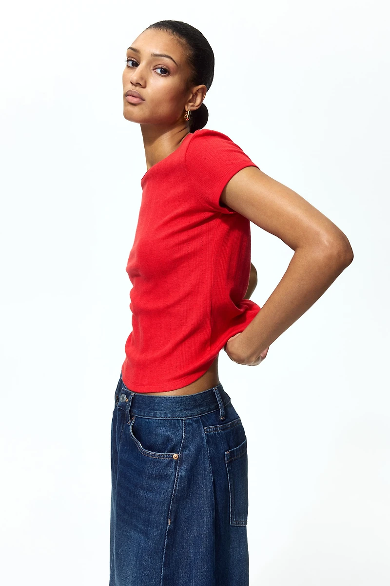 T-shirt en tricot pointelle