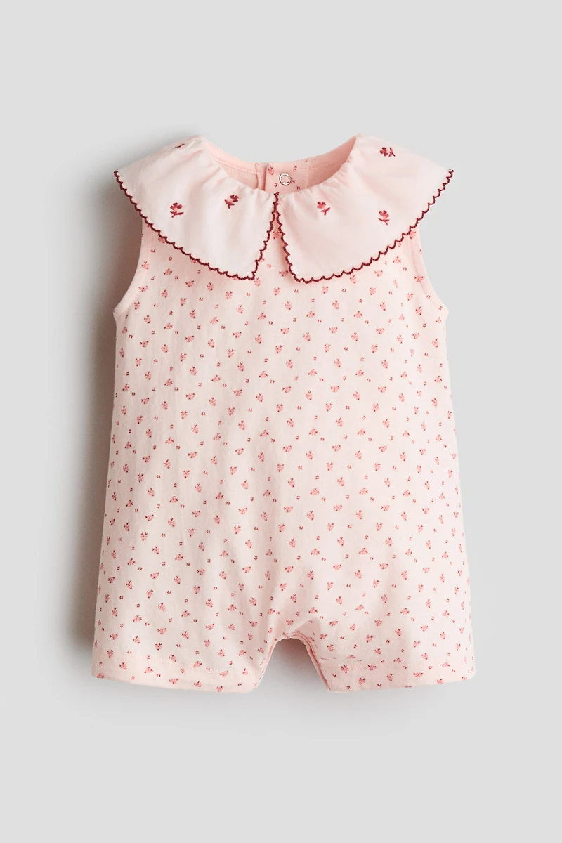 Cotton Romper Suit with Collar