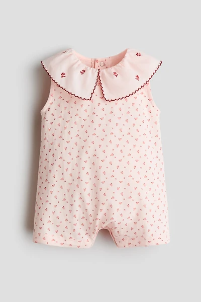 Cotton Romper Suit with Collar