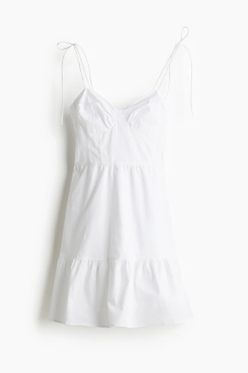 Poplin Dress with Tie-Top Shoulder Straps