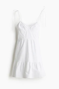 Poplin Dress with Tie-Top Shoulder Straps
