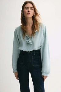 Ruffle-Collar Viscose Blouse