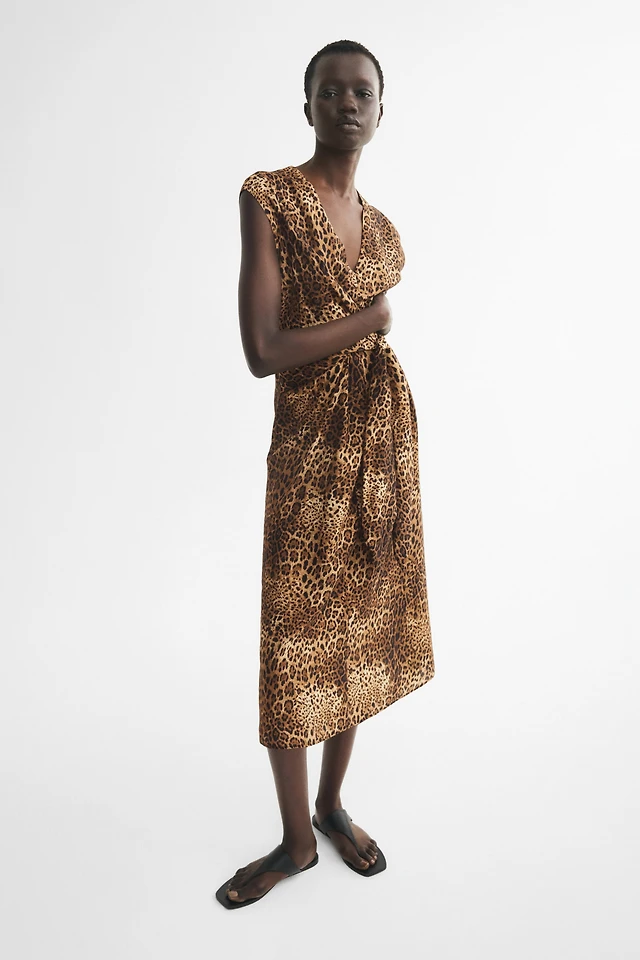 Sleeveless Wrap-Detail Dress