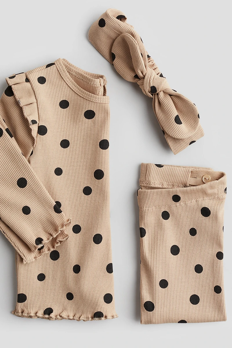 3-piece Ribbed Cotton Set