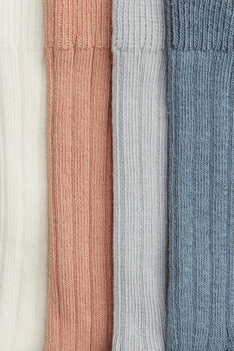 Lot de 4 paires chaussettes côtelées