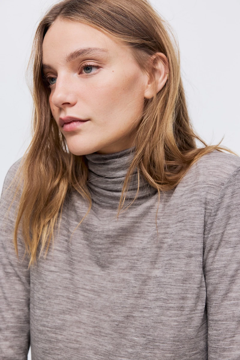 Wool Turtleneck Top